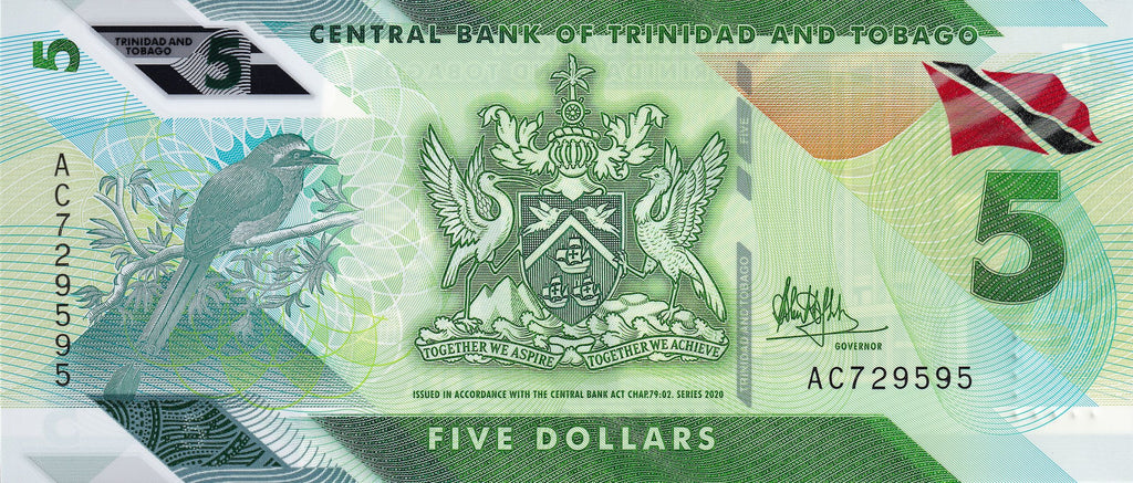 Trinidad and Tobago P-61a 5 Dollars 2020 UNC Polymer