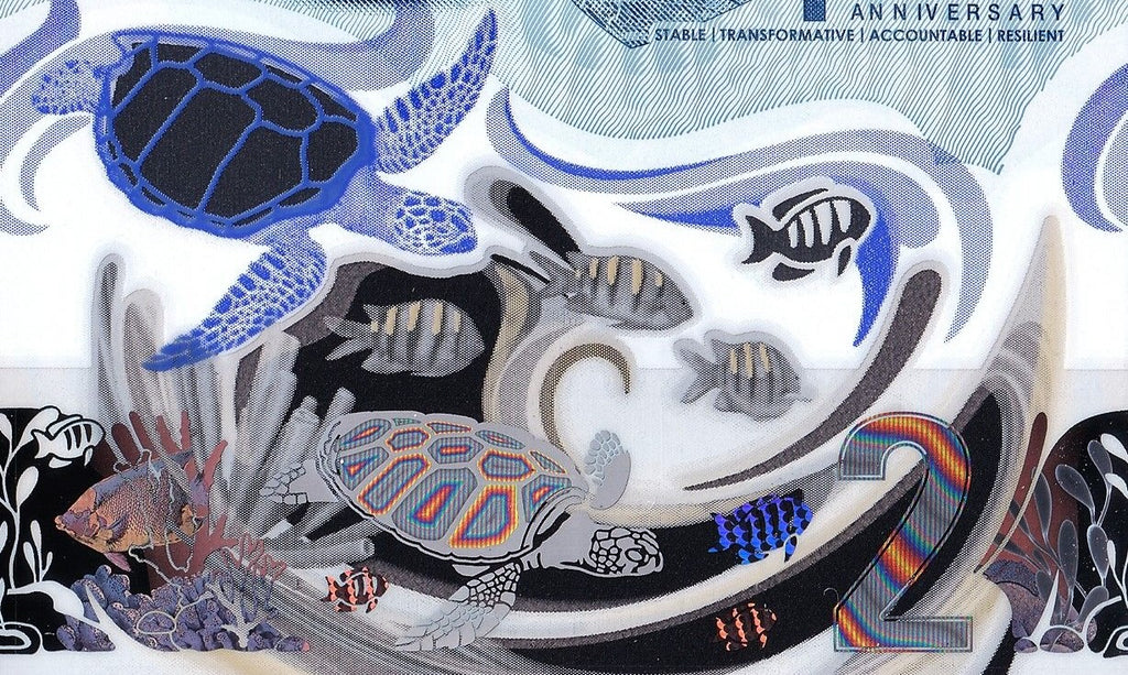 East Caribbean P-61 2 dollars 2023｜Polymer｜Cricket｜Marine Life｜Banknote of the Year