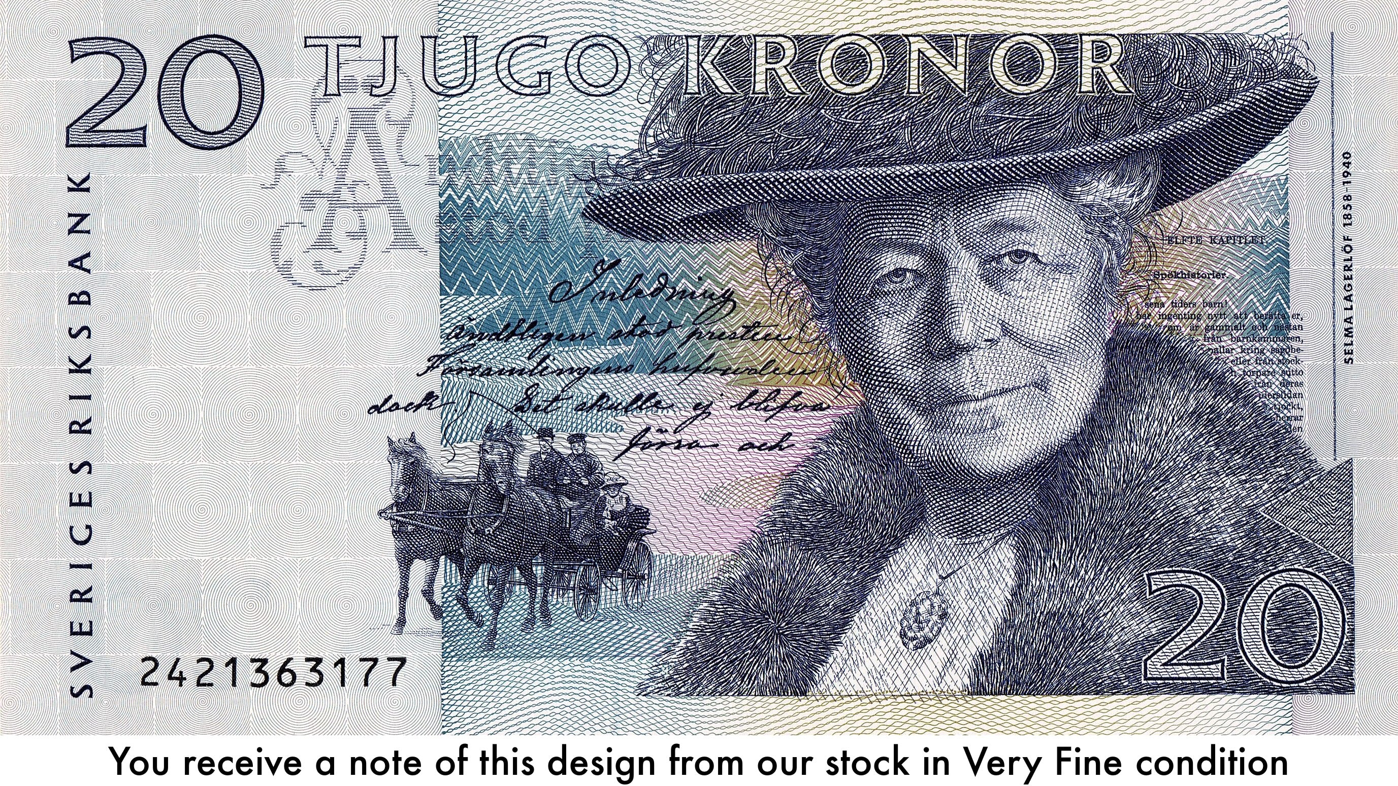 Sweden P-61 20 Kronor 1991-1995 VF—Selma Lagerlöf—Nils Holgersson