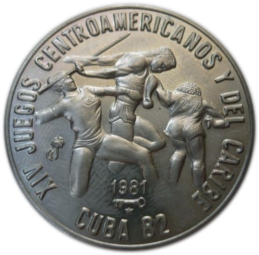 Caribbean || KM#61 1 Peso 1981 VF—Track and Field—Central American & Caribbean Games 1982