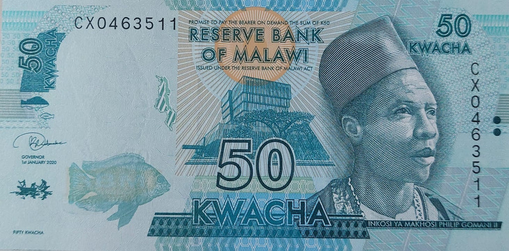 Malawi P-64g 50 Kwacha 2020 UNC—Elephant—Fishermen