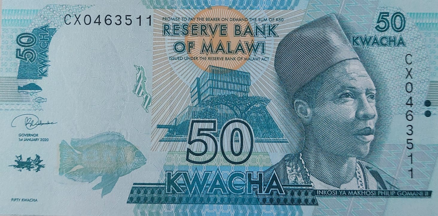 Malawi P-64g 50 Kwacha 2020 UNC—Elephant—Fishermen