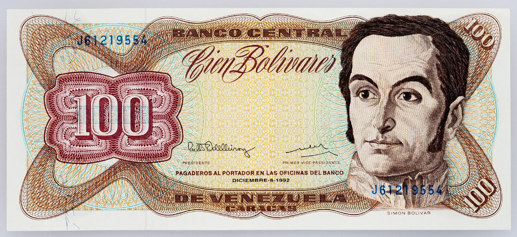 Venezuela P-66e 100 bolívares 1992 UNC｜Simón Bolívar