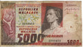 Madagascar P-66 5000 Francs 1975 circulated—HUGE STUNNING BURGUNDY NOTE