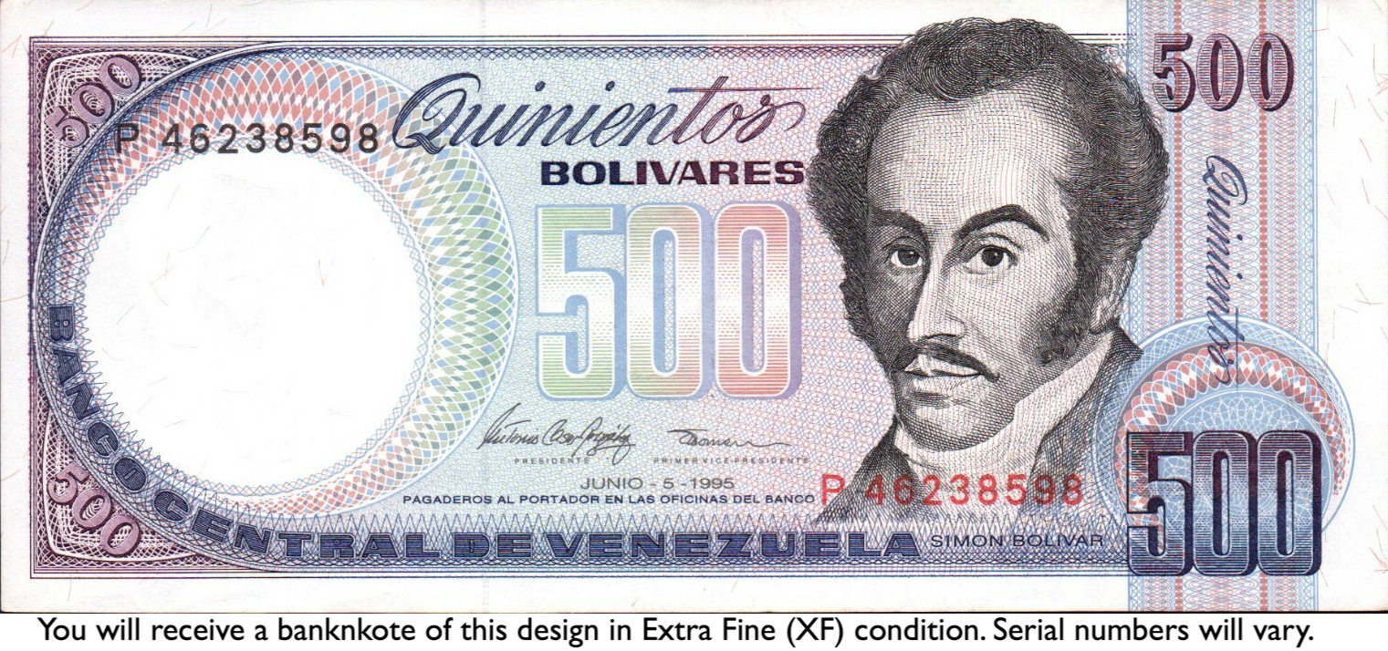 Venezuela P-67e 500 Bolívares 1995-06-05 XF Extra Fine—Purple—Bolívar—Orchids