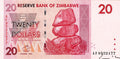 Zimbabwe P-68 20 Dollars 2007 VF Red