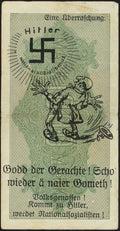 Germany Nazi Anti-Semitic Hitler Swastika Overprint on 1000 Mark P-76 Banknote FVF