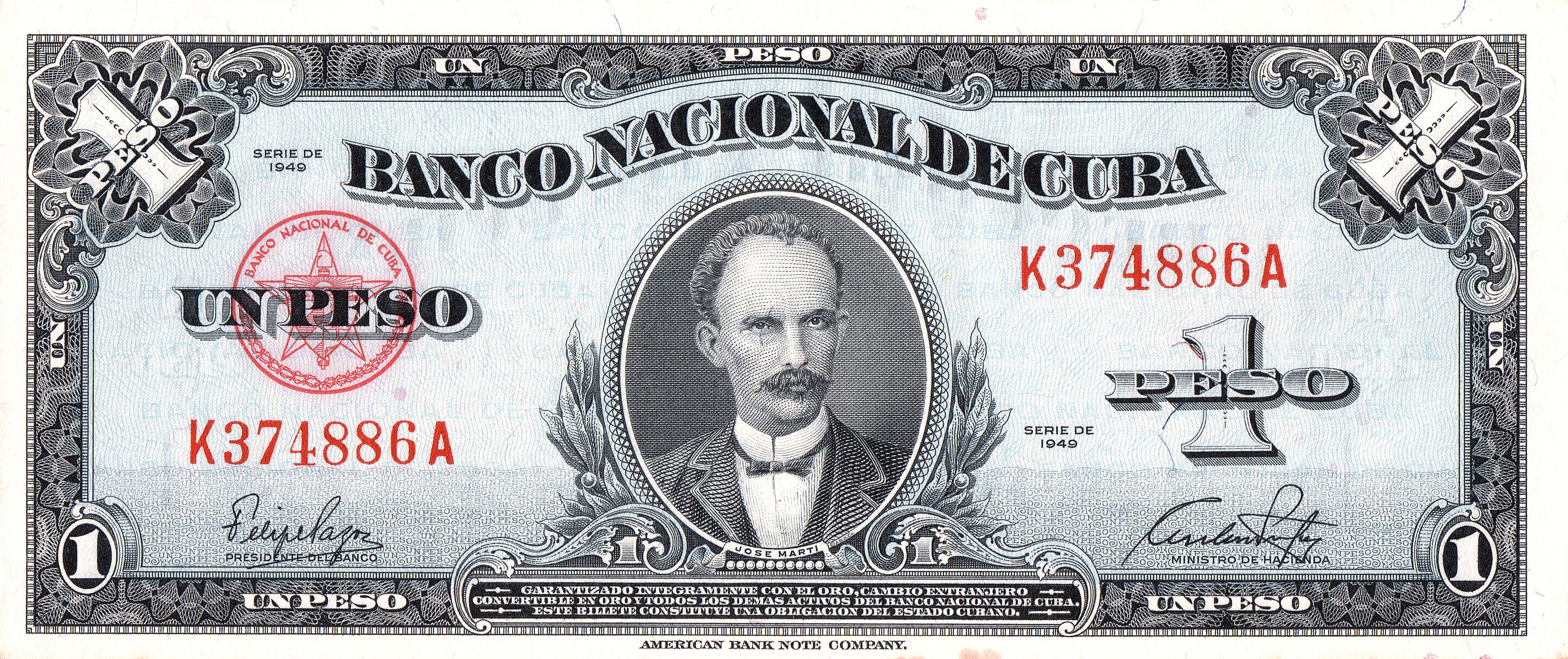 Caribbean P-77a 1 peso 1949 AU fx4