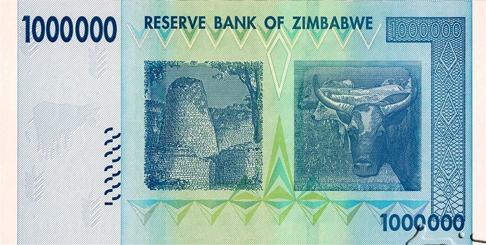 | 5 Pcs Lot 5x Zimbabwe P-77 1000000 Dollars 2008 VF+ Very Fine Plus—1 Million Dollars