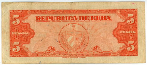 Caribbean P-78 5 pesos 1950 F Fine—pink—Gómez