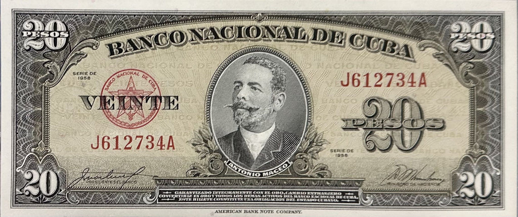 Caribbean P-80b 20 p 1958 VF–Very Fine Minus ivory/beige