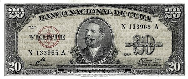 Caribbean P-80c 20 p 1960 VF+ Very Fine Plus ivory/beige signature CG