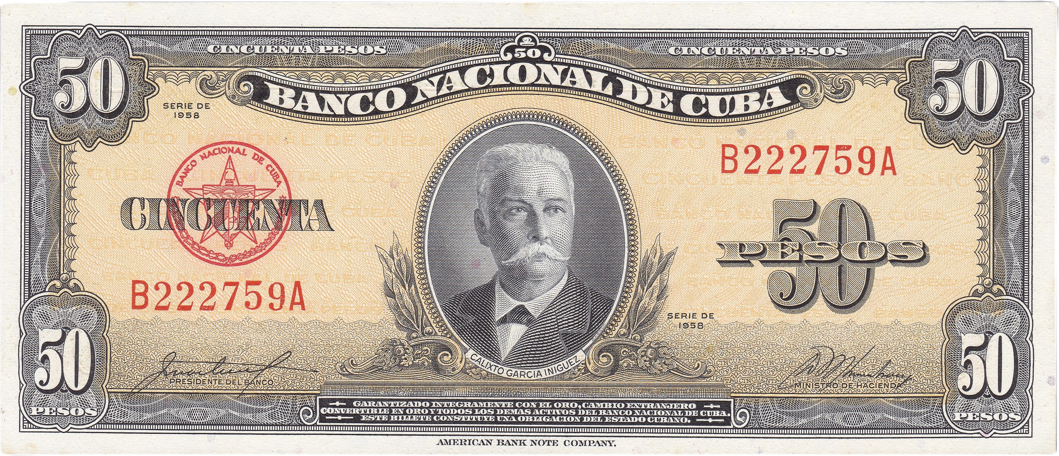 Caribbean P-81b 50 p 1958 VF+ Very Fine Plus | García