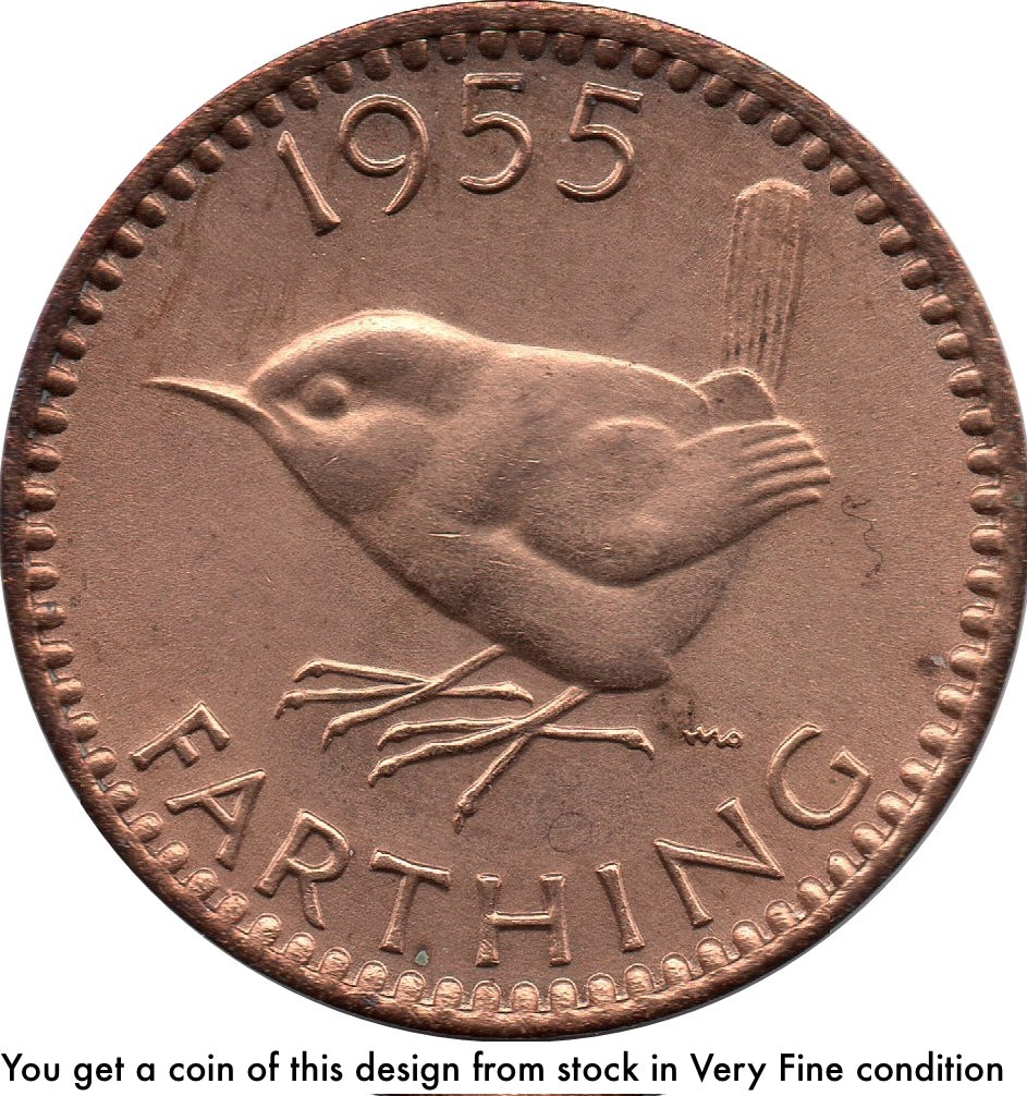UK KM#881/KM#895 Farthing—Queen Elizabeth II—1953–1956—VF Very Fine—Pre-Decimal