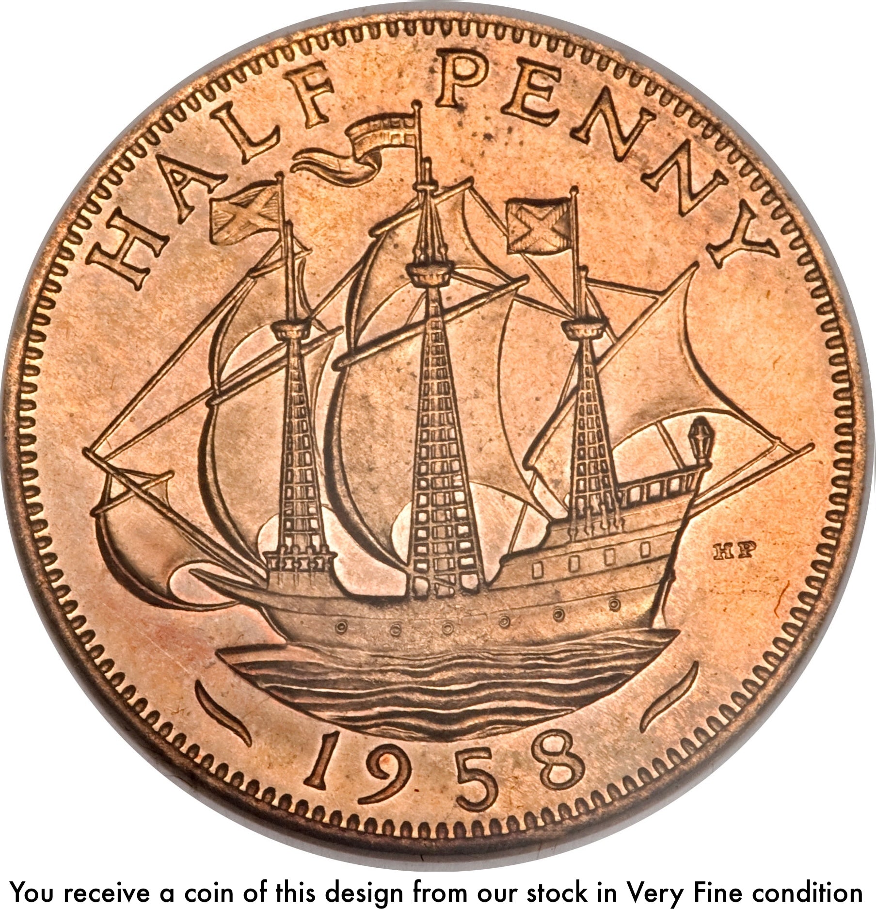UK KM#896 Halfpenny 1/2 Penny ½ Penny 1954-1970 VF Very Fine—Elizabeth II—Pre-decimal
