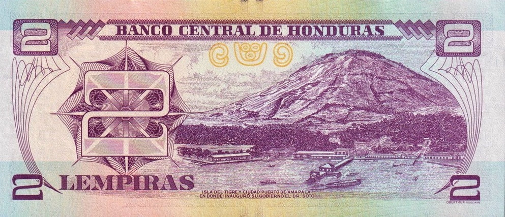 Honduras P-97d B345d 2 Lempiras 2019 UNC