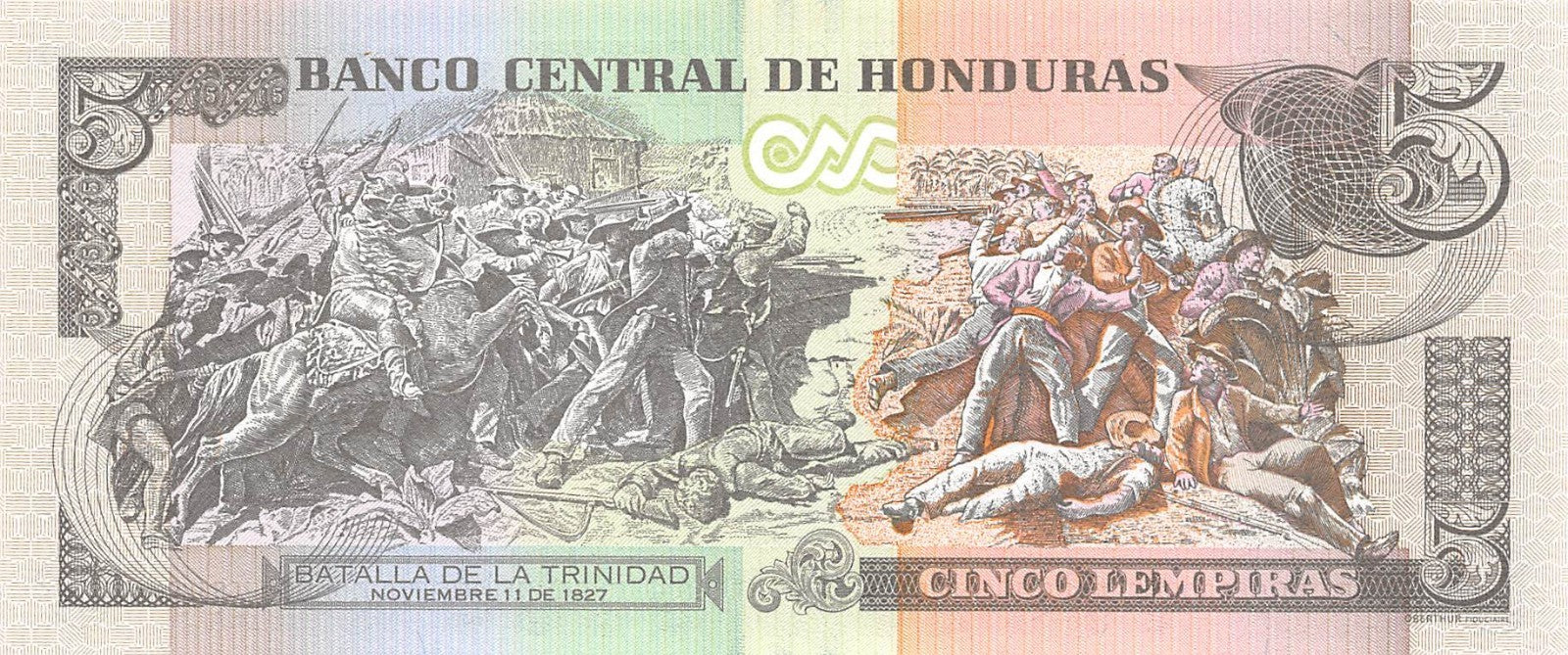 Honduras P-98a 5 Lempiras 2012 UNC—Morazán, Hero of El Salvador & Costa Rica too