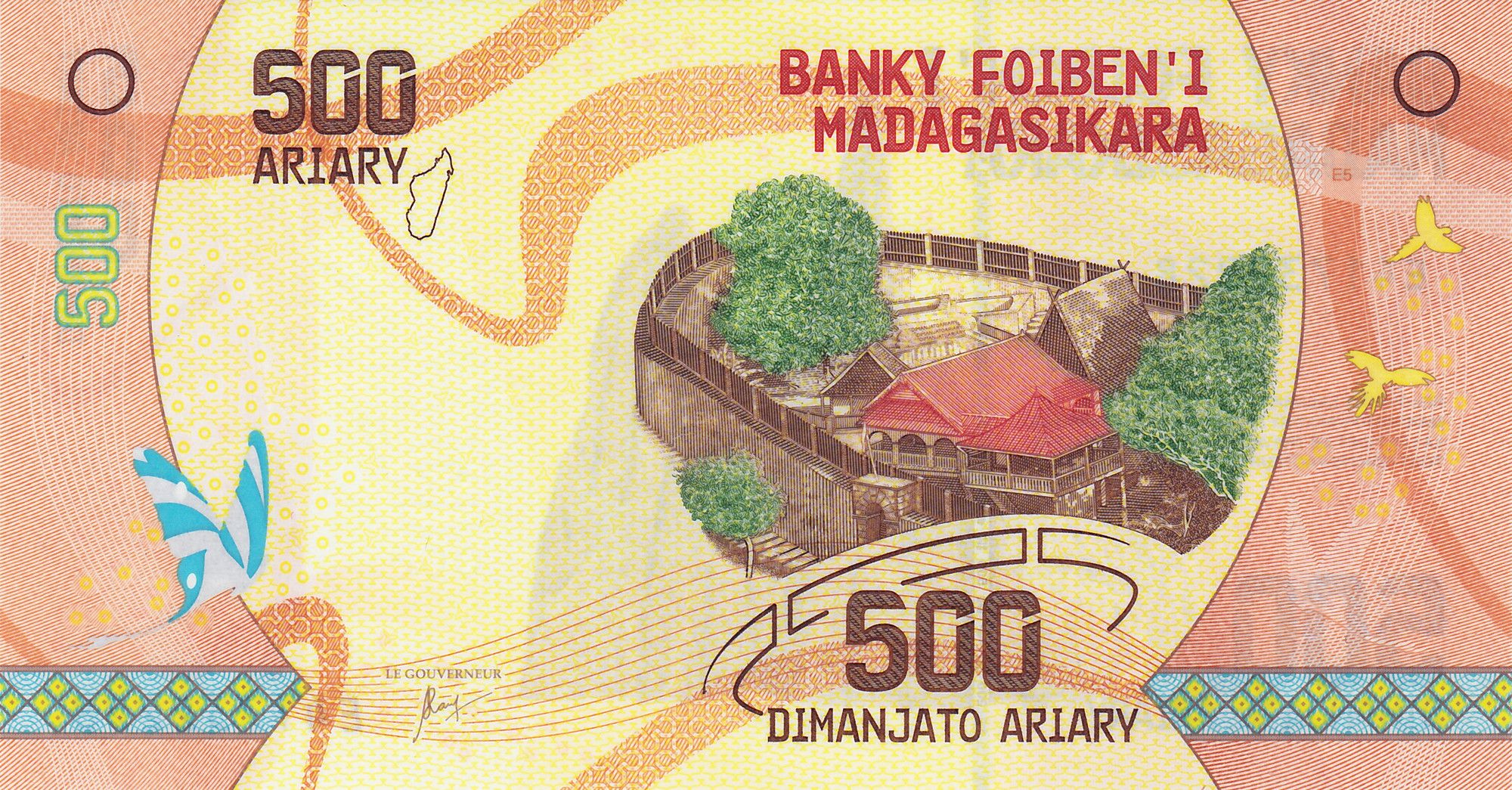 Madagascar P-97—P-101 Set of 5 (100, 200, 500, 1000, 2000 Ariary) ND (2017) UNC—Madagascar and Its Riches—Cathedral, Poison Frog, Waterfall, Lemur