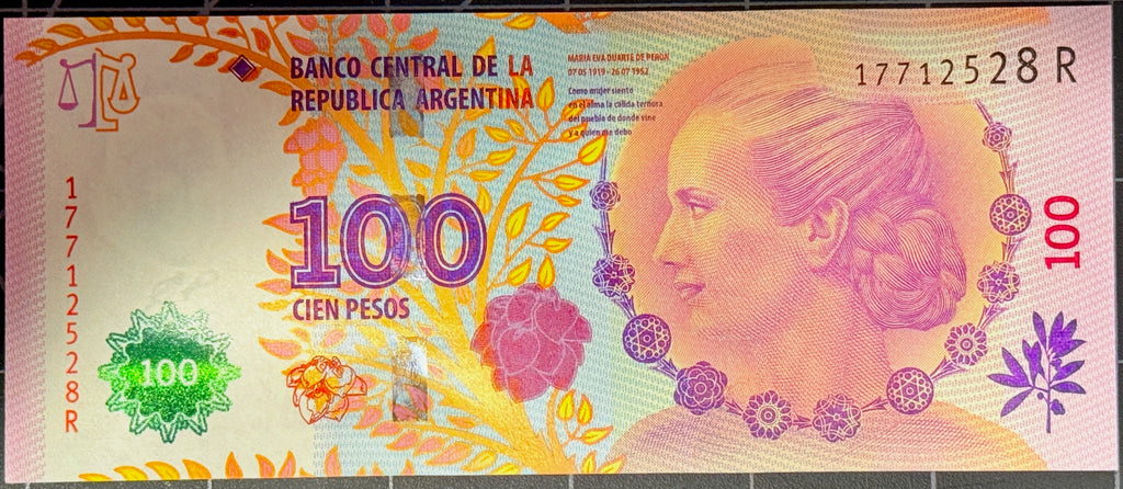 Argentina P358b3-R EVITA! EVITA! Don’t Cry For Me 100 Pesos 2015 UNC T060