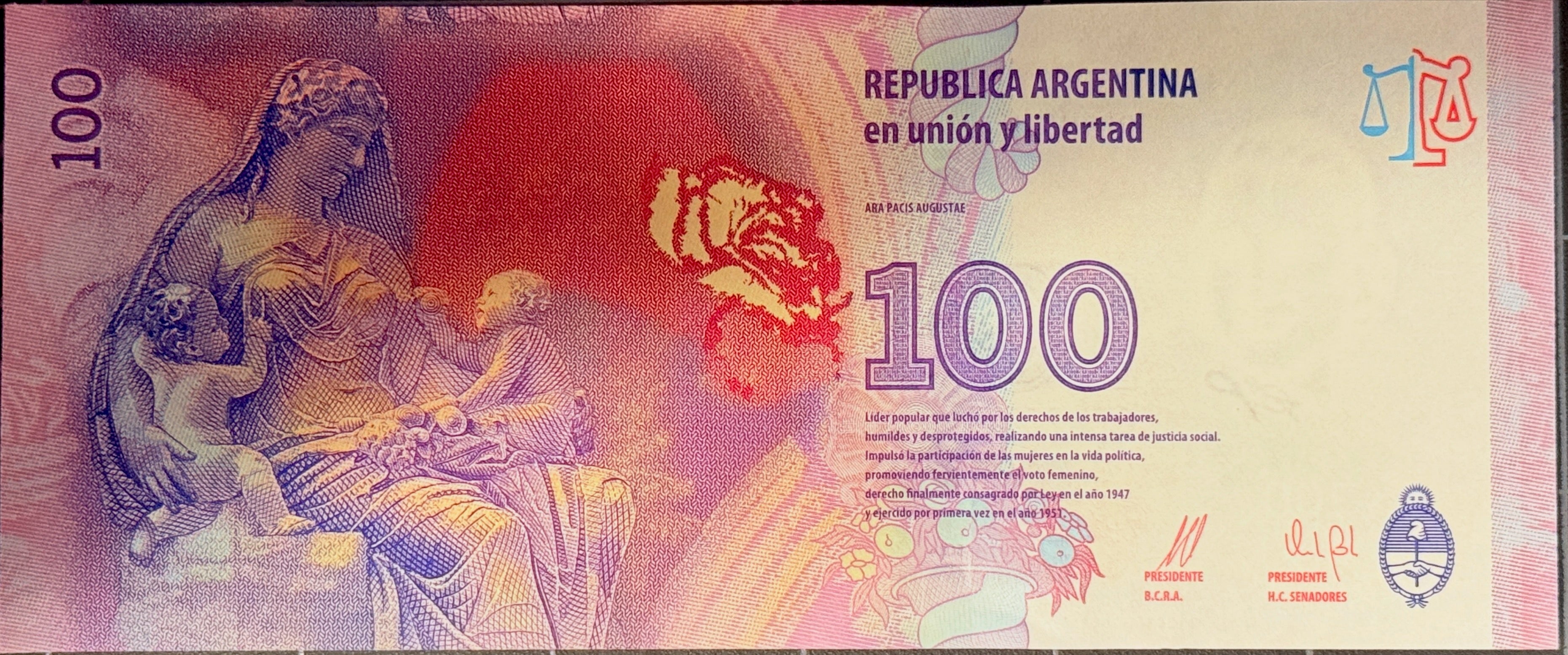 Argentina P358c3 Evita "BA" for Buenos Aires! 100 Pesos 2016 UNC T060