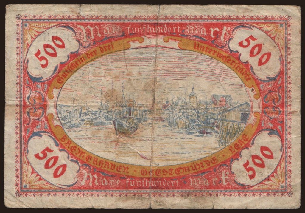 Germany—Notgeld—Bremerhaven Geestemünde—500000 Mark o/p 500—Keller 596—Ships