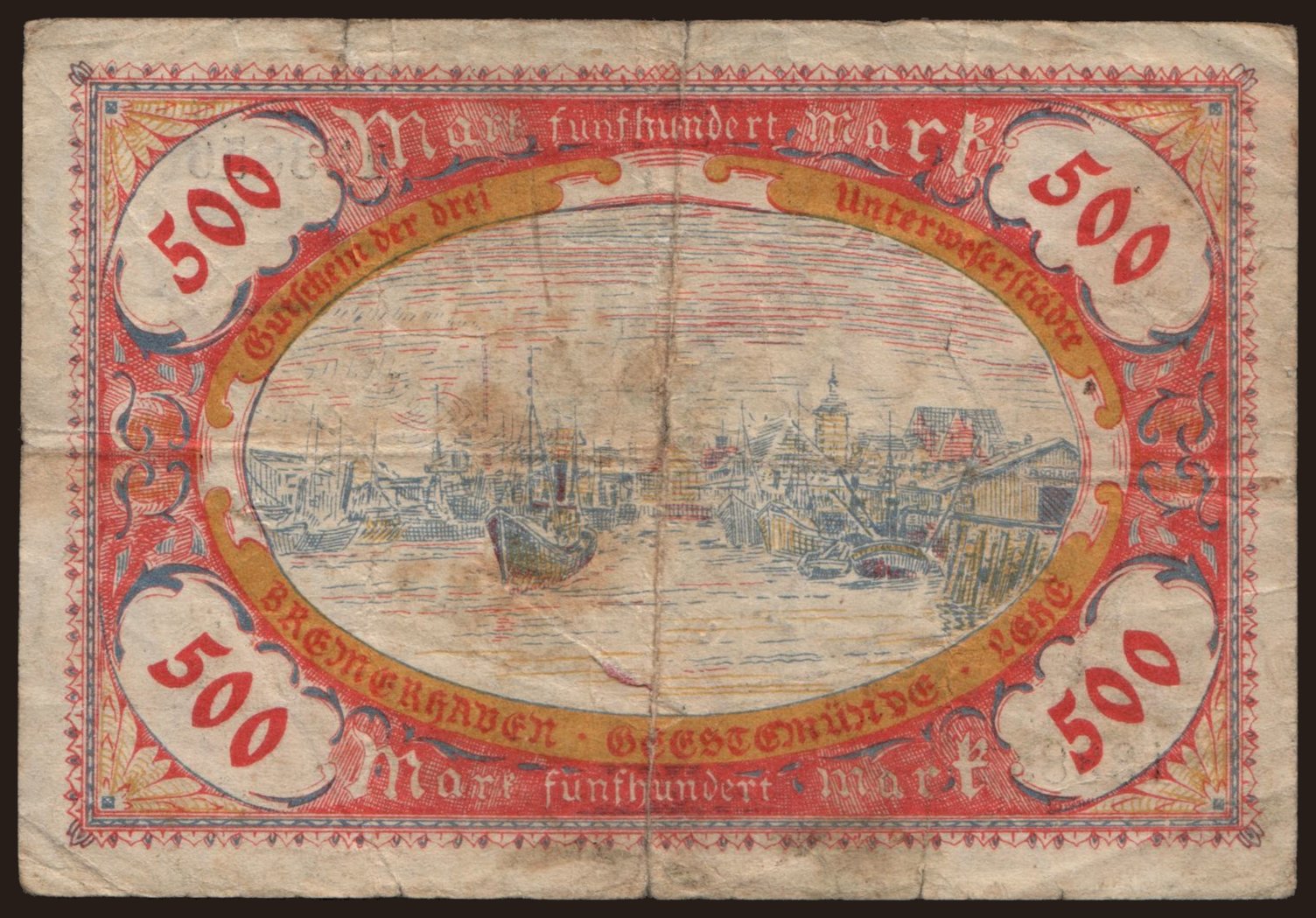 Germany—Notgeld—Bremerhaven Geestemünde—500000 Mark o/p 500—Keller 596—Ships
