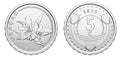 Curacao 5 Cents 2025 UNC—Caribbean Guilder—Orange Blossom—Shells—Pearls