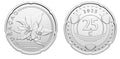 Curacao 25 Cents 2025 UNC—Caribbean Guilder—Orange Blossom—Shells—Pearls