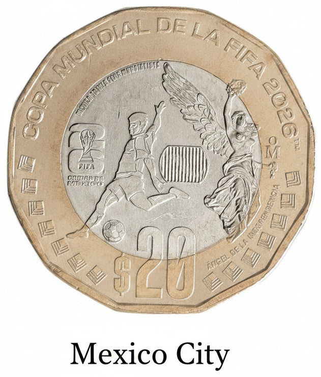 Mexico World Cup Set 3 x 20 Pesos 2026 UNC—All 3 Cities—Mexico City—Guadalajara—Monterrey