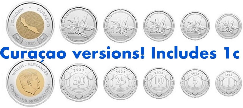 Curacao 6 Piece Coin Set 2025 UNC 1 5 10 25 50 Cents 1 Gulden 5 Guldens