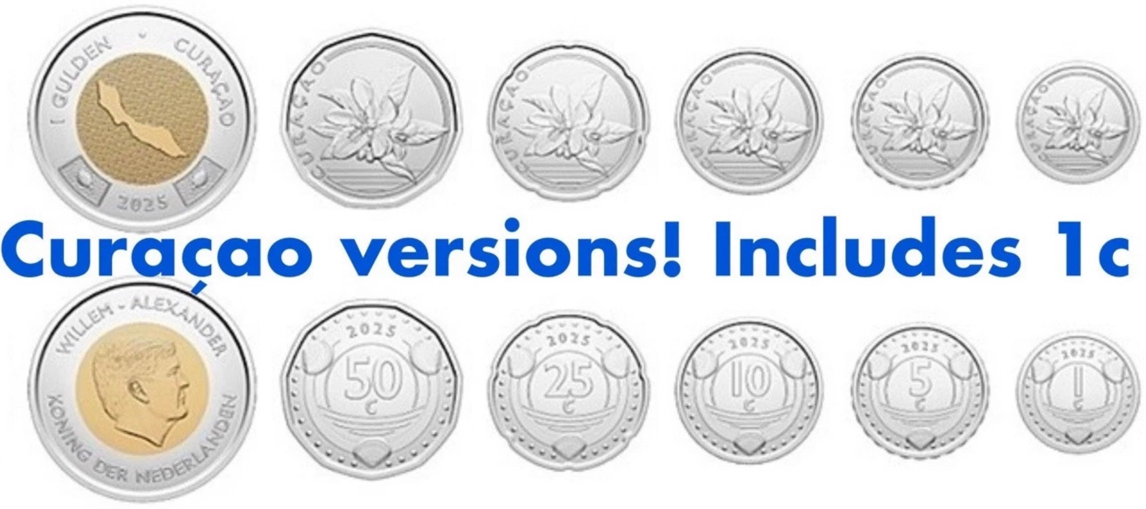 Curacao 6 Piece Coin Set 2025 UNC 1 5 10 25 50 Cents 1 Gulden 5 Guldens