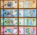 Curacao & Sint Maarten P-1-2-3-4 Set 10 20 50 100 Guldens 2025 UNC—New Currency!