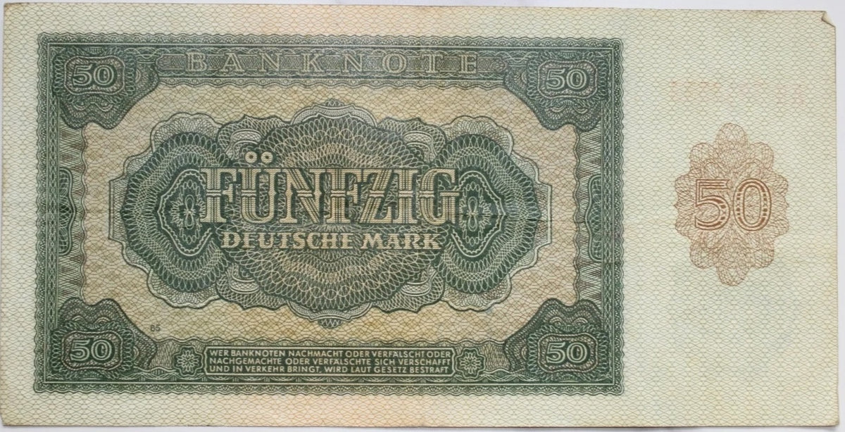 East Germany GDR DDR P-14 50 Deutsche Mark 1948 FVF Fine/Very Fine