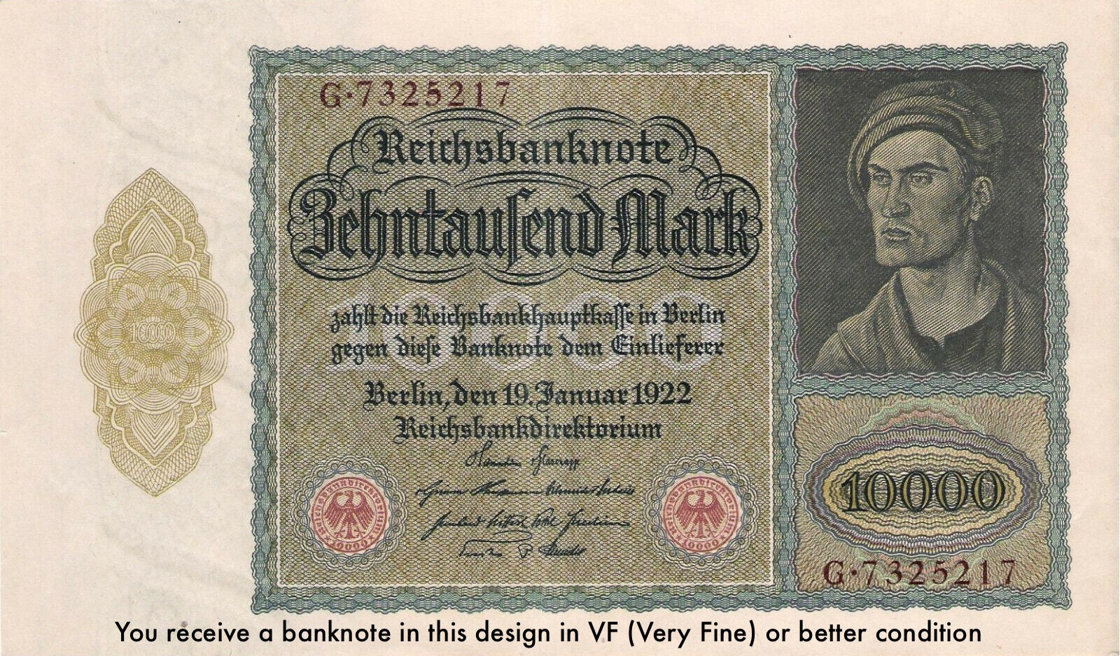 Germany P-71 10000 Marks 1922 VF—Dürer—Hyperinflation
