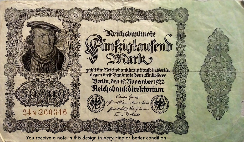 Germany P-79 50000 Marks 1922 VF (Very Fine)—Hyperinflation—Reichsbank