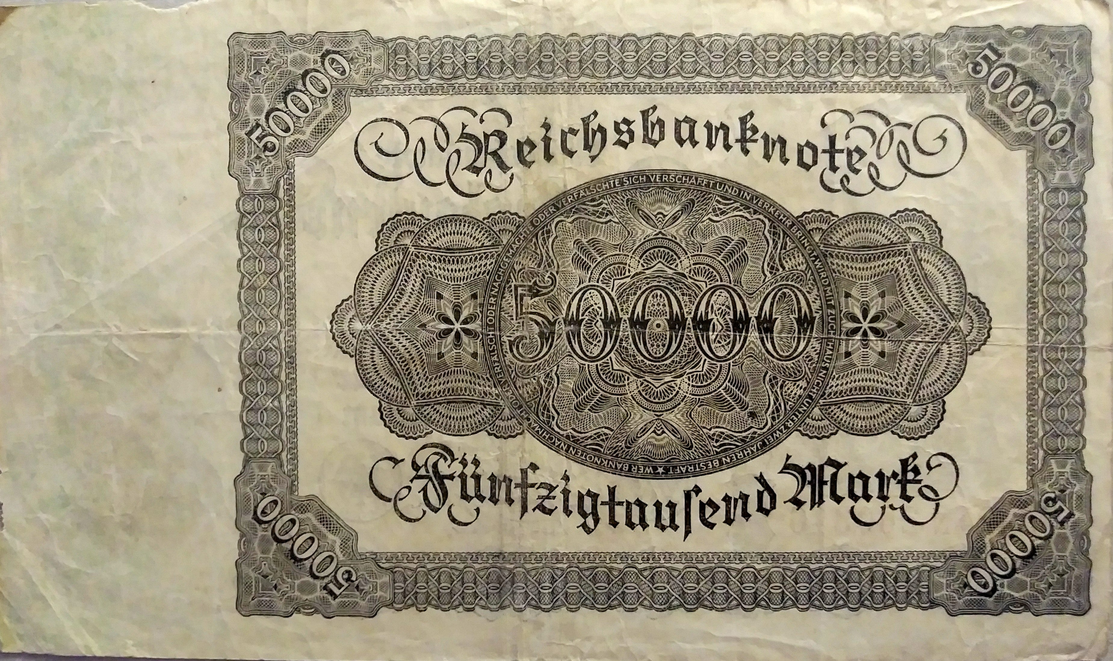 Germany P-79 50000 Marks 1922 VF (Very Fine)—Hyperinflation—Reichsbank