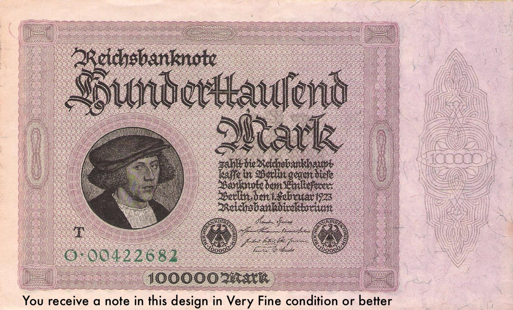 Germany P-83 100000 Marks 1923 VF (Very Fine)—Hyperinflation—Reichsbank
