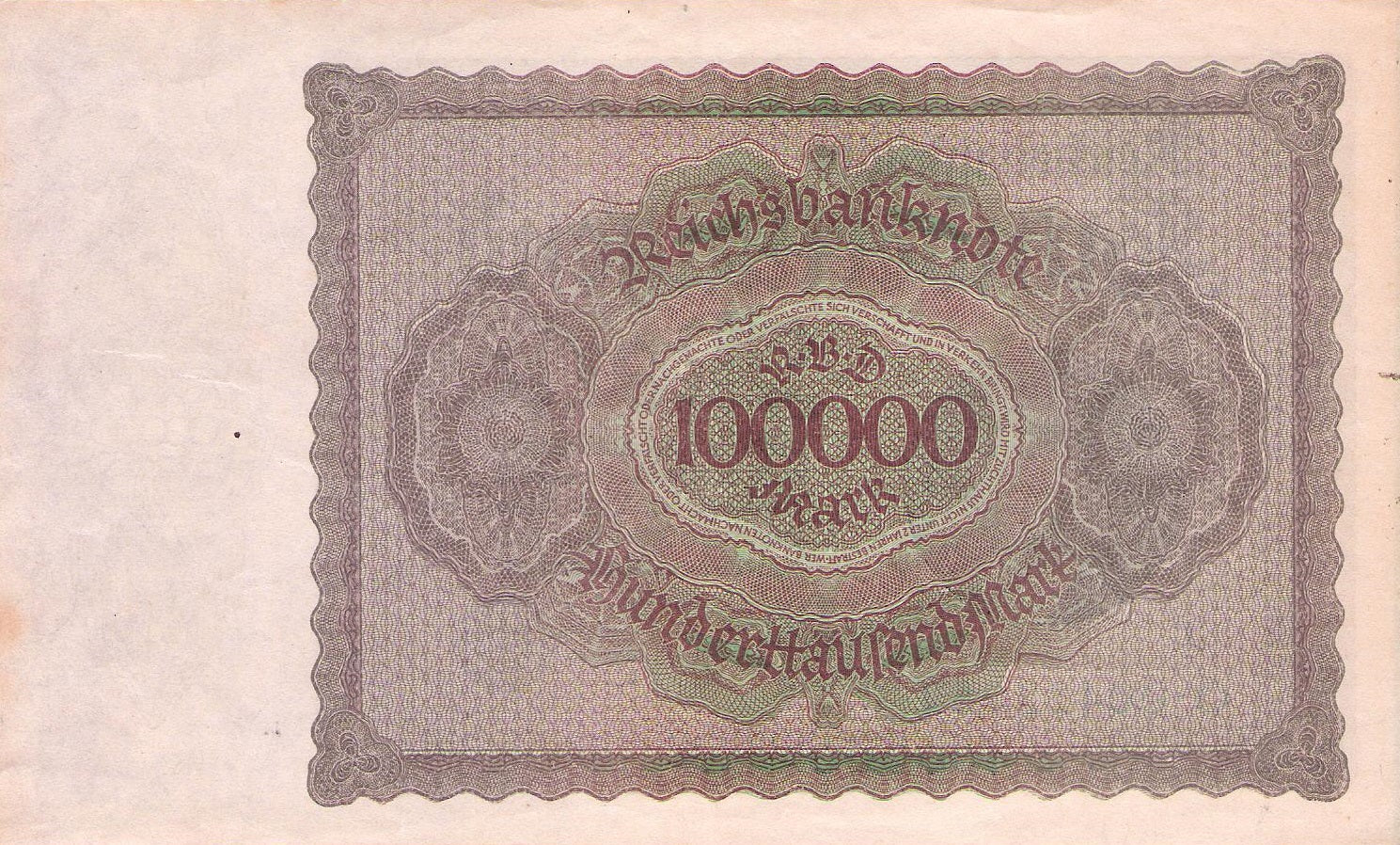 Germany P-83 100000 Marks 1923 VF (Very Fine)—Hyperinflation—Reichsbank