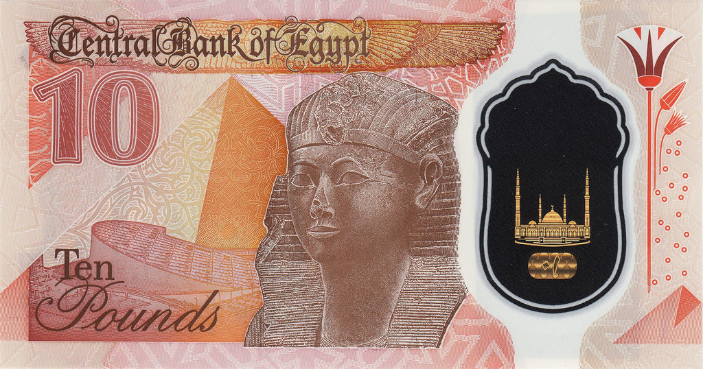 Egypt P-81 10 Dollars UNC｜Polymer｜Mosque｜Pyramid｜Queen Hatshepsut