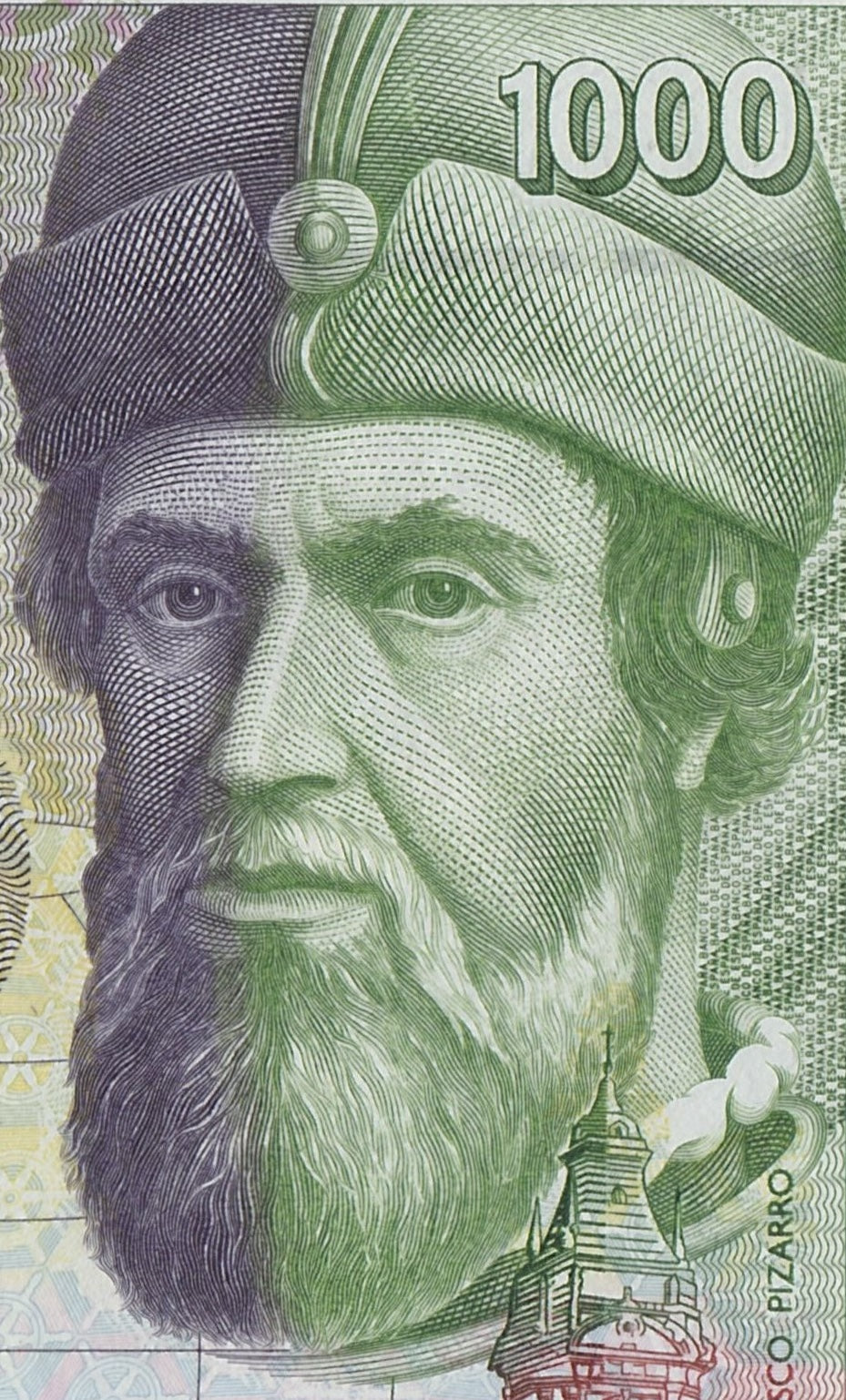 Spain P163 1000 Pesetas 1992 Circulated—Cortés (Cortez)—Pizarro