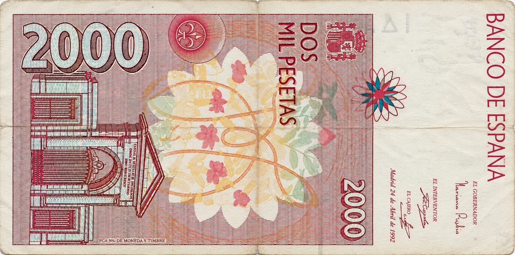 Spain P164 2000 Pesetas 1992 Circulated—Priest, Doctor, Botanist