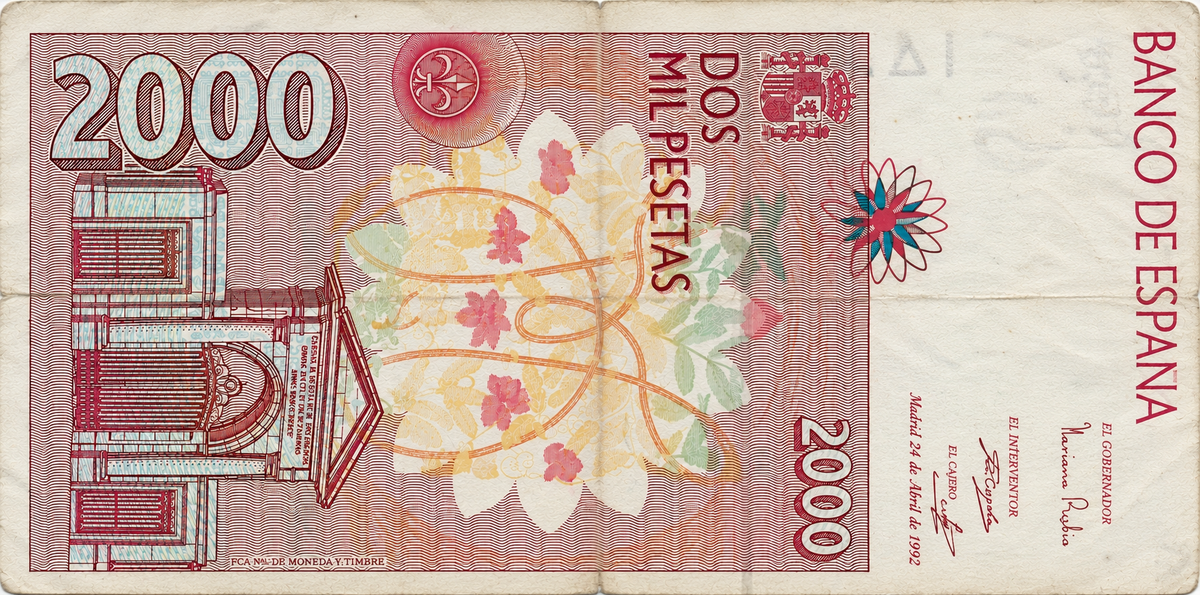 Spain P164 2000 Pesetas 1992 Circulated—Priest, Doctor, Botanist