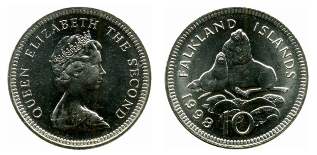 Falkland Islands KM#5.2 10 Pence 1998 VF Very Fine—Queen Elizabeth II 2nd/sm—Seals