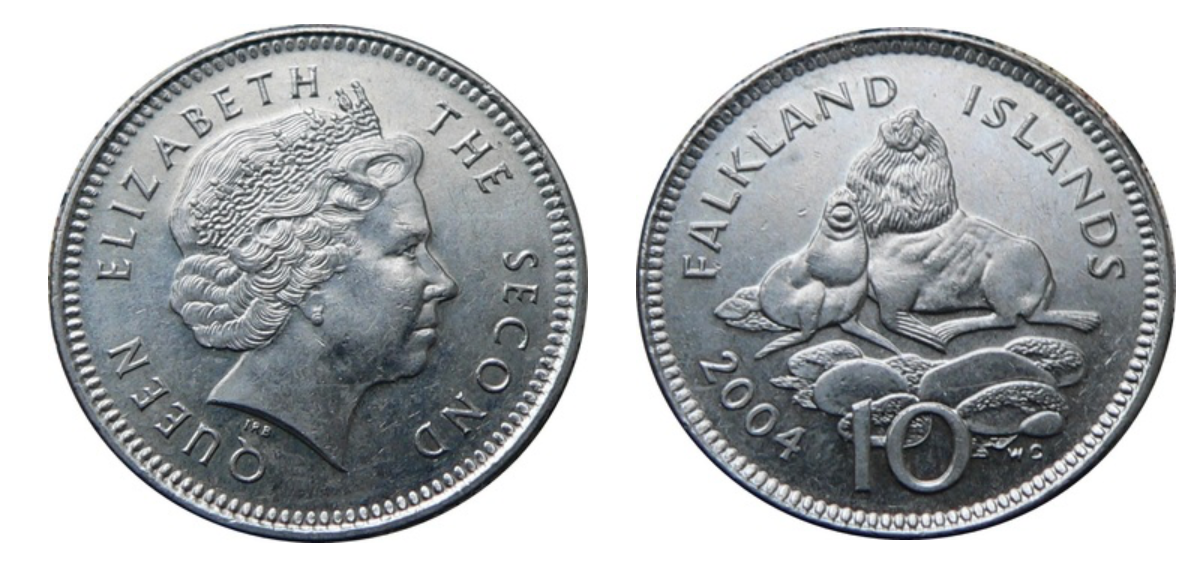 Falkland Islands KM#133 10 Pence 2004 VF Very Fine—Queen Elizabeth II 4th—Seals