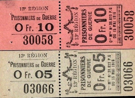 Prisoner of war camp money France for German soldiers World War One 1914-1918 Choose ONE, USA seller
