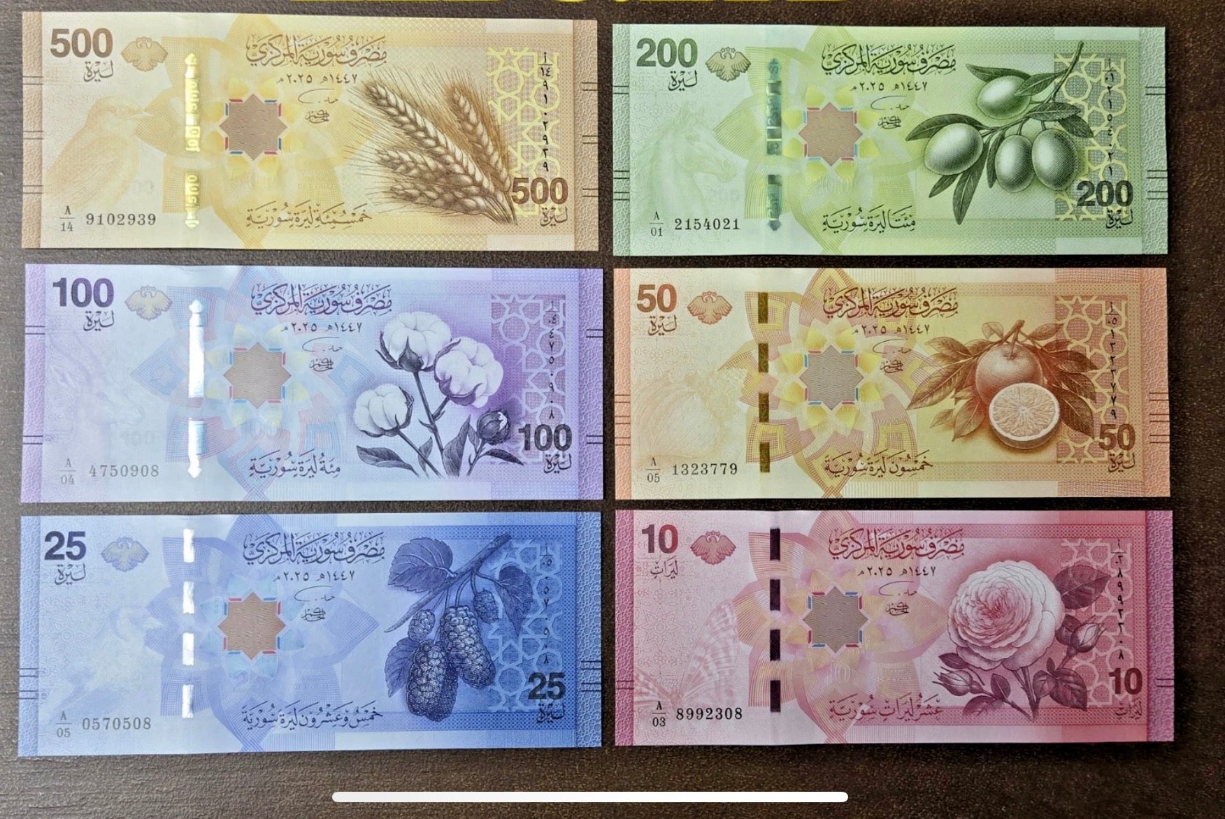 Middle East NW P119 - P124 6 pc set 5 10 25 50 100 200 500 pounds 2025 (2026) UNC