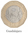 Mexico FIFA World Cup 2026 20 Pesos Coin UNC—GUADALAJARA—Soccer—Football—Mundial