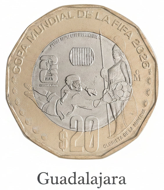 Mexico World Cup Set 3 x 20 Pesos 2026 UNC—All 3 Cities—Mexico City—Guadalajara—Monterrey