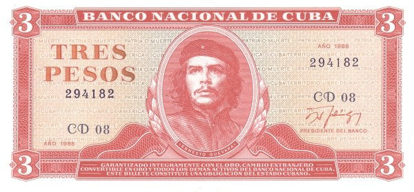 Caribbean P107b 3p 1988 UNC｜red｜ Сhε｜sugar cane｜machete