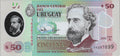 Uruguay P102 POLYMER 50 Pesos Uruguayos 2020 or 2021 UNC—Varela